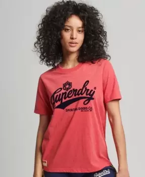 Superdry Womens Vintage Script Style College T-Shirt Red / Papaya Red Marl - Size: 6