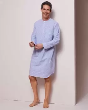 Cotton Traders Mens Woven Nightshirt in Blue