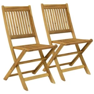 Charles Bentley Wooden Outdoor Foldable Chairs Pair - Natural