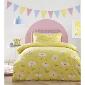 Bedmaker - Delightful Dasiy Duvet Cover Set Yellow Double - Yellow