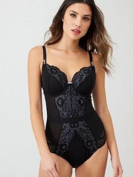 Pour Moi Opulence Underwired Bodysuit - Black/Slate, Black/Slate, Size 32Ff, Women