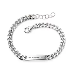 JG Signature Childrens Silver ID Bar Curb Chain Bracelet