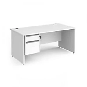 Dams International Straight Desk with White MFC Top and Silver Frame Panel Legs and 2 Lockable Drawer Pedestal Contract 25 1600 x 800 x 725mm