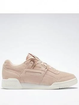 Reebok Workout Lo Plus - Pink/White, Size 3, Women