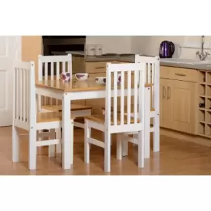 Seconique - Ludlow Pine 4 Seater Dining Set Oak & White Lacquer Finish