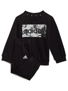 adidas Infant Linear Crew Sweat Top & Pants Set - Black/White, Size 18-24 Months, Women