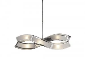 E27 Ceiling Pendant 2 Arm 6 Light E27, Polished Chrome, White Acrylic