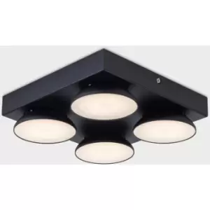 LED 4 Light Black Ceiling Spotlight with Fully Adjustable Circular lights