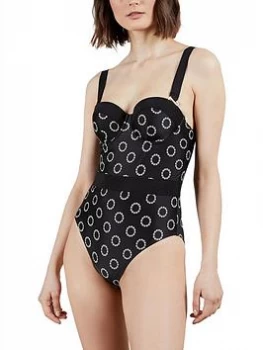 Ted Baker Cupped Swimsuit with Wide Bows - Black, Size 1=8, Women