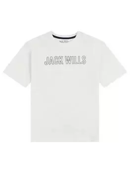 Jack Wills Boys Collegiate Oversized T-Shirt - Marshmallow, Cream, Size 10-11 Years