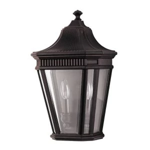 2 Light Outdoor Wall Half Lantern Light Grecian Bronze IP44, E14