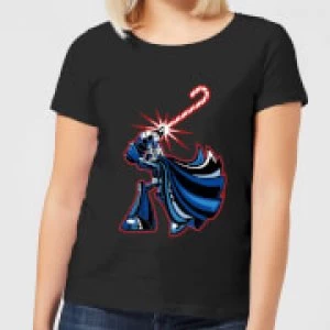 Star Wars Candy Cane Darth Vader Womens Christmas T-Shirt - Black - S