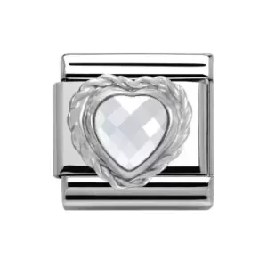 Nomination Classic Silver Sparkling Heart Charm