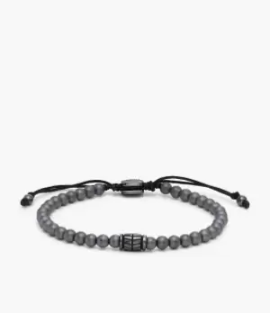 Fossil Men Hematite Beaded Bracelet