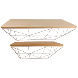 Set of 2 Geometric White Wire Shelves