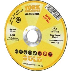 York Abrasives Gold 180X3X22.23MM A30S Flat Cutting Disc