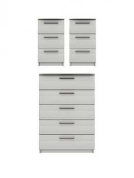 Taylor Ready Assembled 3 Piece Package - 5 Drawer Chest And 2 Bedside Chests