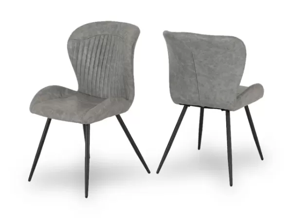 Seconique Quebec Set of 4 Grey Faux Leather Dining Chairs