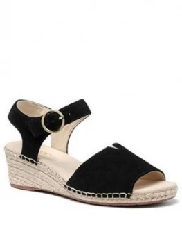 Hotter Fiji Wedge Ankle Strap Sandals - Black