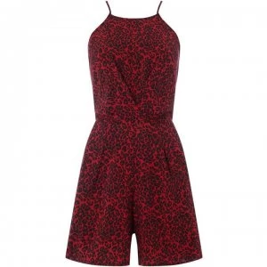 Biba Leopard Print Playsuit - Red