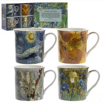 Lesser & Pavey Van Gogh Inspired Fine China 4 Piece Mugs Set