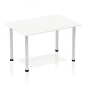 Impulse Straight Table 1200 White Post Leg Silver