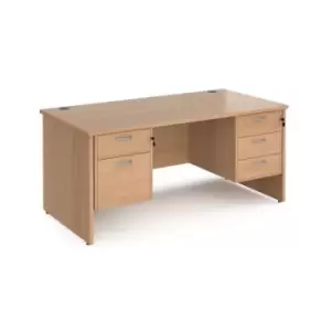 Office Desk Rectangular Desk 1600mm With Double Pedestal Beech Top And Panel End Leg 800mm Depth Maestro 25 MP16P23B