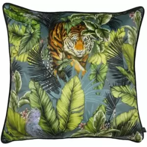 Prestigious Textiles Bengal Tiger Jungle Print Cushion Cover, Twilight, 55 x 55 Cm