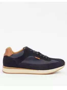 Barbour Isaac Suede Panel Trainers, Navy, Size 12, Men