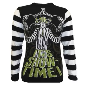 Beetlejuice Unisex Adult Showtime Knitted Jumper (M) (Black/White/Green)