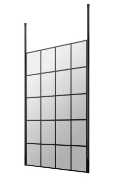 Hudson Reed 1200mm Frame Screen With Ceiling Posts - Matt Black