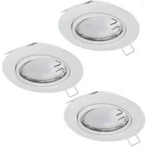 Loops - 3 pack Flush Ceiling Downlight White Steel 3 x 5W GU10 Adjustable Bulb