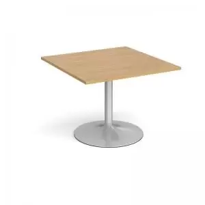 Trumpet base square extension table 1000mm x 1000mm - silver base and