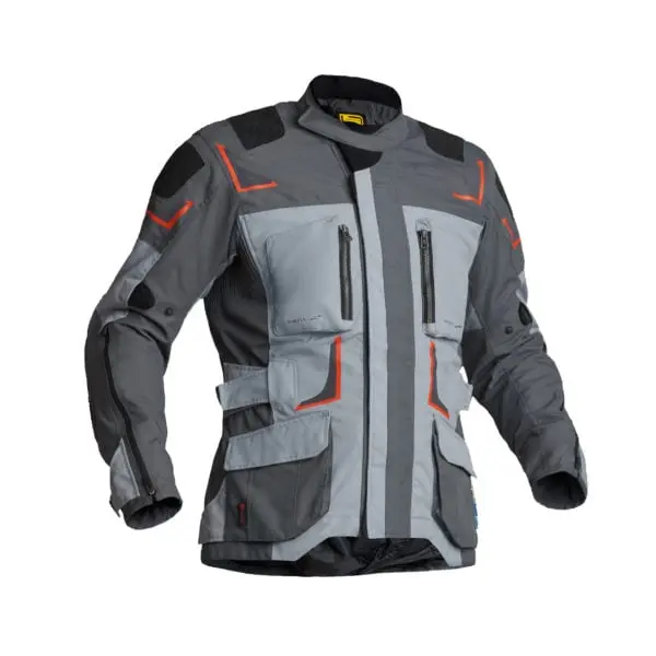 Lindstrands Myrvik Textile Jacket Light Gray Black Orange Size 48