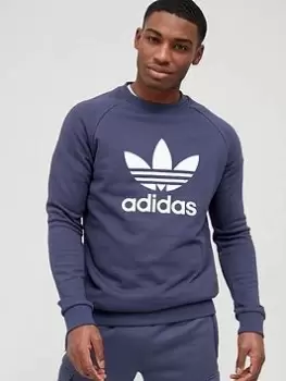 adidas Originals Trefoil Crew Sweatshirt - Navy/White Size XS Men