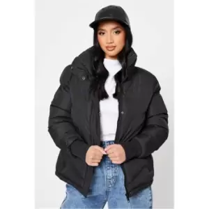 I Saw It First Black Petite High Neck Puffer Coat - Black