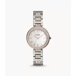 Fossil Womens Karli Three-Hand Two-Tone Stainless Steel Watch - 2T Silver/Rose