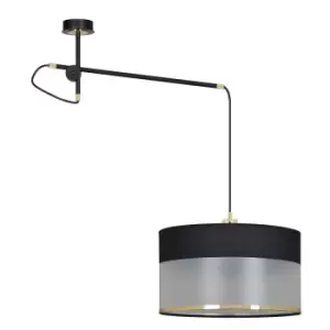 Emibig Monolit Black Pendant Ceiling Light with Black, Gold Fabric Shades, 1x E-27