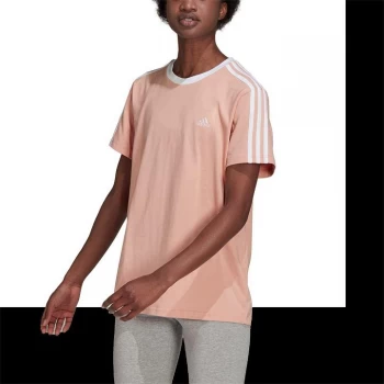 adidas Essentials 3 Stripe T Shirt Ladies - Ambient Blush