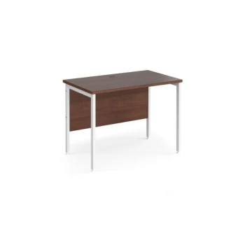 Office Desk 1000mm Rectangular Desk With H-Frame Leg Walnut Tops With White Frames 600mm Depth Maestro 25