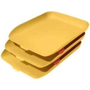 Leitz Cosy Letter Tray; Set of 3 A4; Warm Yellow