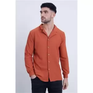 I Saw It First Rust Ribbed Long Sleeve Shirt - Orange