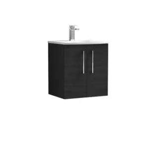 Nuie Arno 500mm Wall Hung 2 Door Vanity & Basin 4 Charcoal Black