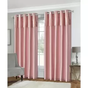 Isabella Rose Olivia Velvet Top Eyelet Curtains - Blush - 229cm (90") X 229cm (90") TJ Hughes