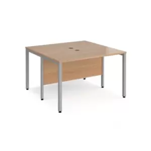 Office Desk 2 Person Rectangular Desk 1200mm Beech Tops With Silver Frames 1200mm Depth Maestro 25