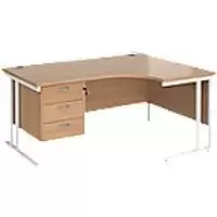 Dams International Right Hand Ergonomic Desk MC16ERP3WHB 1,600 x 1,200 x 725 x 800 - 990 mm