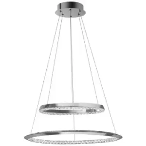 Merano - Churchill Integrated LED Pendant Ceiling Light Chrome Aluminium, Crystal Adjustable LED 36W 1980Lm 3000K