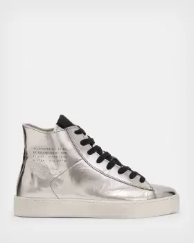 AllSaints Tana Metallic Leather High Top Trainers