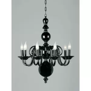 Impex Salas Glass Black 8 Arm Chandelier