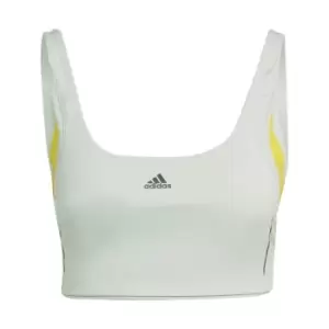 adidas Powerimpact Luxe Training Medium-Support HIIT Bra - Linen Green / Beam Yellow